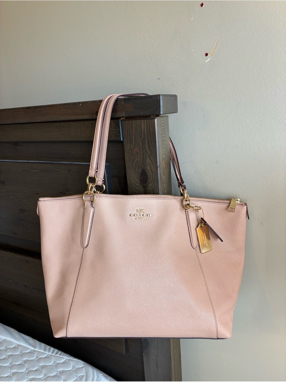 COACH Ava Nude/Blush Pink Leather Tote with Gold Hardware